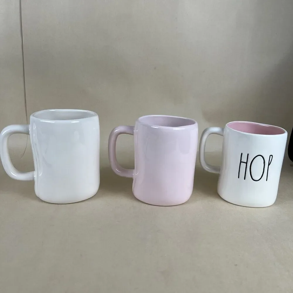 3 RAE DUNN Artisan‎ By Magenta EASTER MUGS - BUNNY, “HOP TO IT”, “ HIP HOP”